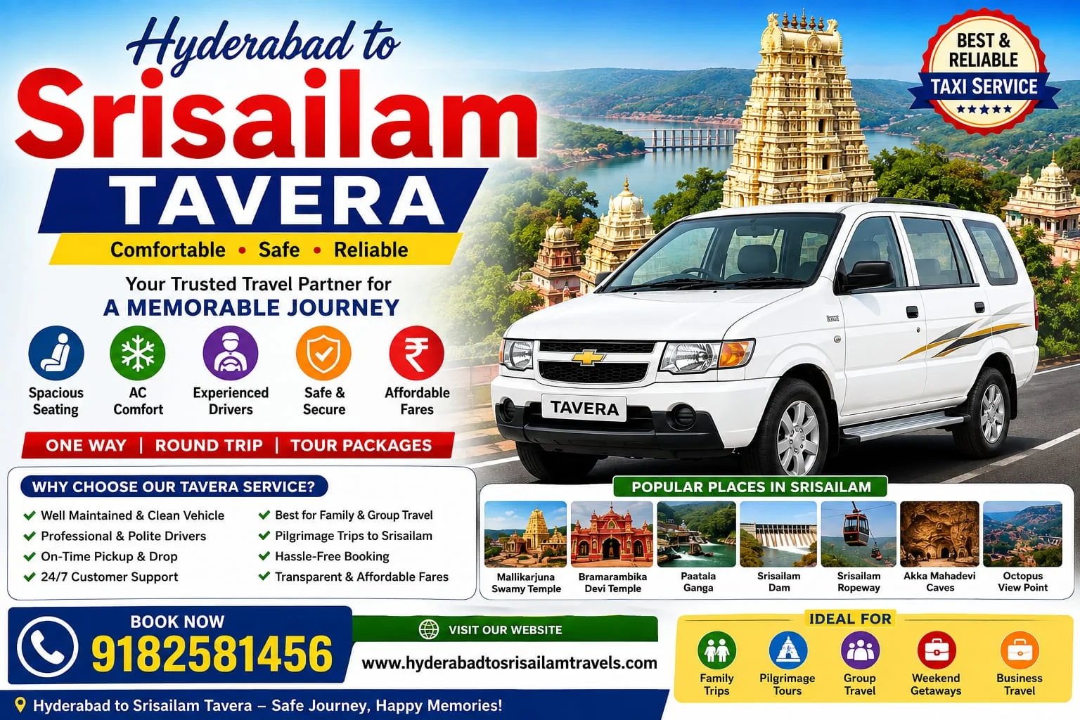 Hyderabad to Srisailam Tavera