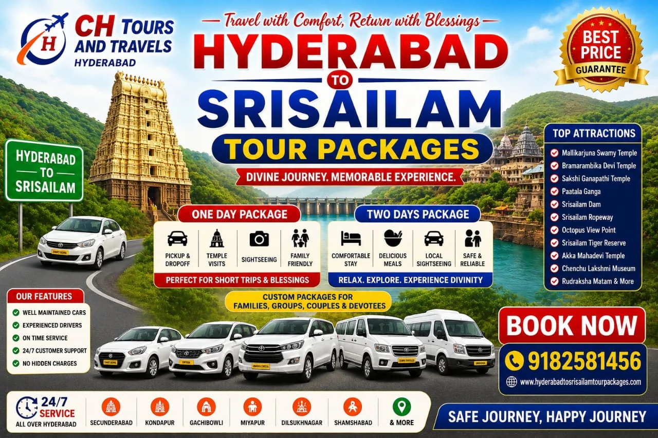 Hyderabad to Srisailam Tour Packages – CH Tours and Travels Hyderabad