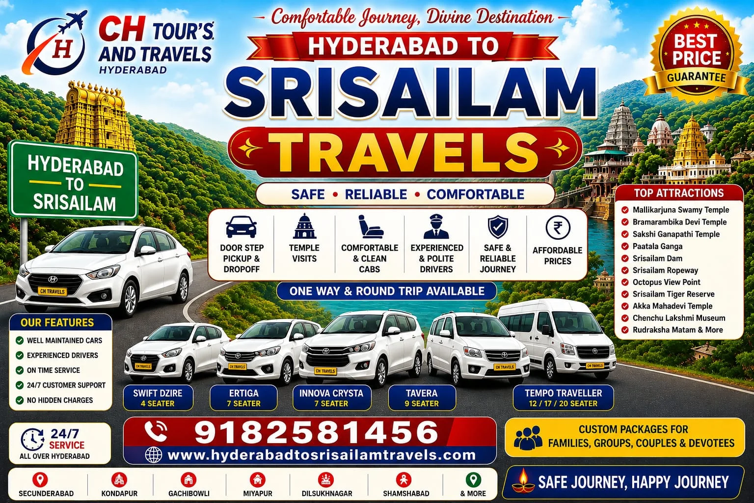 Hyderabad to Srisailam Travels